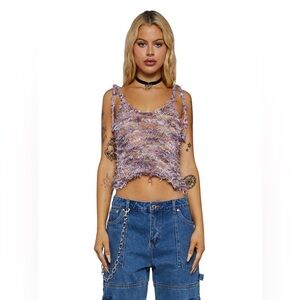 DOLLY VEST CONFETTI YARN CONFETTI OPEN KNIT VEST W/OPEN NWT